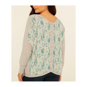 Anthropologie Moth Top Blouse Gray Blue Small Boho Watercolor Loose Fit Flowy